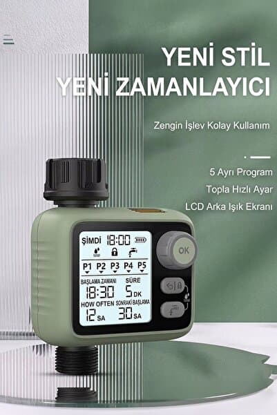 Konk Tools Otomatik Bahçe Sulama Zamanlayıcısı - 5 Programlı Lcd Ekranlı Akıllı Sulama Sistemi Ipx5 Su Geçirmez
