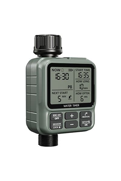Konk Tools Profesyonel Otomatik Bahçe Sulama Saati - 8 Programlı, Yağmur Sensörlü, Akıllı Sulama Sistemi (IPX5)