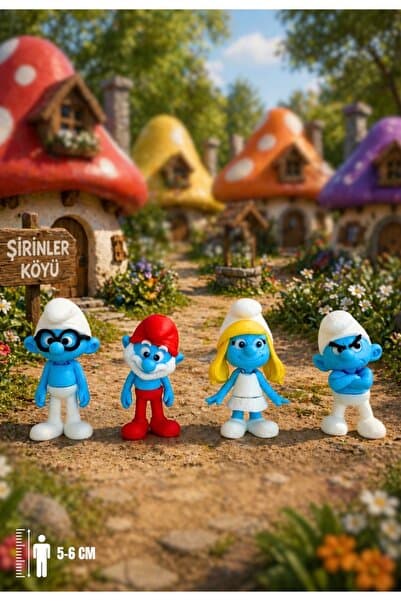 You Toys Şirinler Flexi 4 lü Figür Seti / Şirin Baba+ Şirine+ Gözlüklü ve Somurtkan Şirin ( Anahtarlık Olarak kullanılabilir)