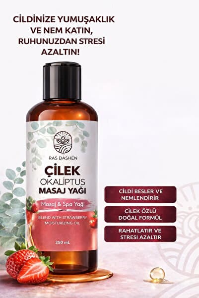 Premium Kalite Masaj Yağı Massage Oil (ÇİLEK - OKALİPTUS) 250 ML