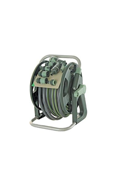 Bahçem Premium Kalite Sehpalı Hortum Toplama Makarası Seti 25mt Garden Hortumlu+ 6 Parça Tabanca Seti