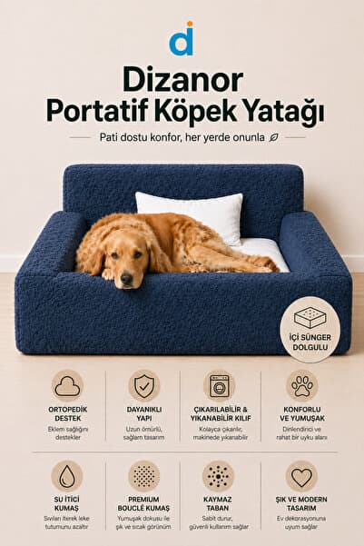 Dizanor SoftNest 3in1 Modüler Köpek Yatağı– Ortası Bombeli, Sünger Dolgulu, Anti - Slip Tabanlı ve Yastıklı Konfor Seti