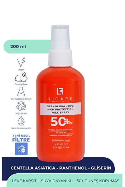 Spf 50 Faktör Uva - Uvb Güneş Koruyucu Sprey Süt 200ml