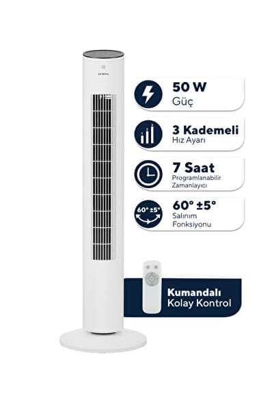 KUMTEL KTF-360 Kule Tipi Vantilatör Beyaz