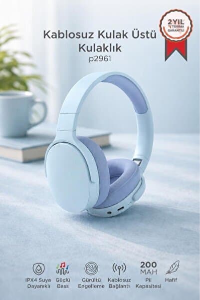 Torima Bluetooth Kulaklık Kulak Üstü Kablosuz Kulaklık P2961 Mavi