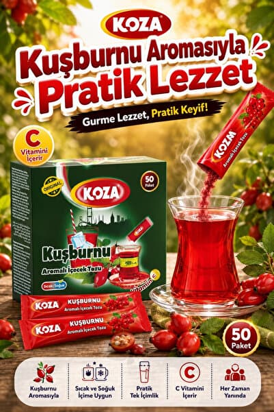 Koza Gurmelerin Seçimi Pratik Lezzet Kuşburnu Aromalı Tek İçimlik Premium Kuşburnu Çayı 50 Stick