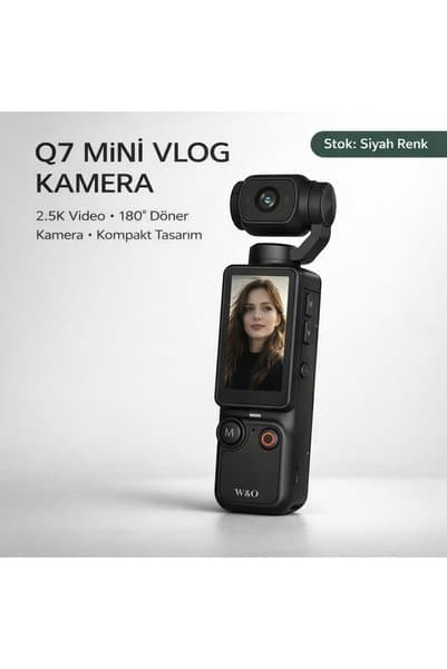MEGAMUS Q7 Mini Vlog 2.5K Video 180° Döner Başlık 16X Zoom Kompakt Taşınabilir 1.9inç Ekran Kamera