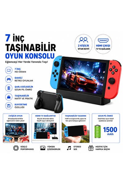 thmz M20 Pro 7 İnç HD Retro Oyun Konsolu 20.000+ Oyun HDMI TV Bağlantılı Çift Kablosuz Kollu Taşınabilir El Konsolu