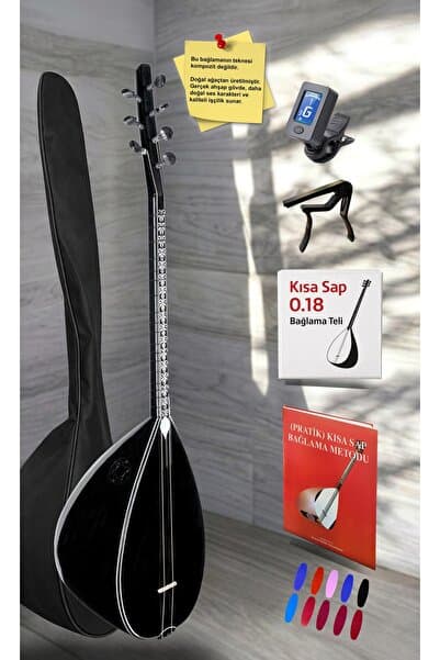 istanbul müzik tedarik Jak Girişli Siyah İnci Kısa Sap Siyah İnci Dut Tekne Kaliteli Gürgen Sap Saz El Yapımı Bağlama Seti