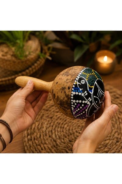 kt kuzey tacı El Yapımı Nokta Desenli Ahşap Marakas / Ritim Çalgısı Etnik Müzik Aleti ve Dekoratif Hediyelik