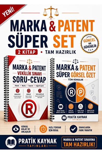Pratik Kaynak Yayınları Marka & Patent Vekillik Sınavı Tam Set | görsel ÖZET + 782 Soru-Cevap