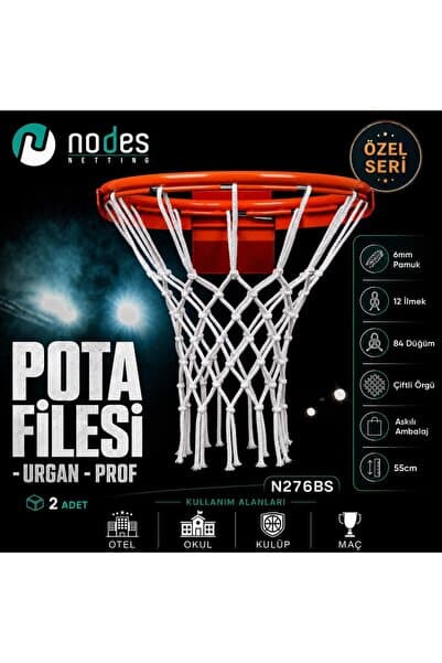 Nodes Basketbol Pota Filesi Ağı - Profesyonel - 6mm - Urgan - 2 Adet