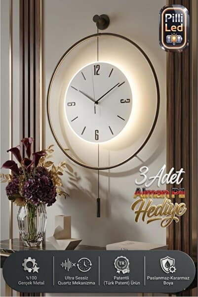 Blackfred -büyük Boy (50X75CM) (pilli Led) - Metal Duvar Saati