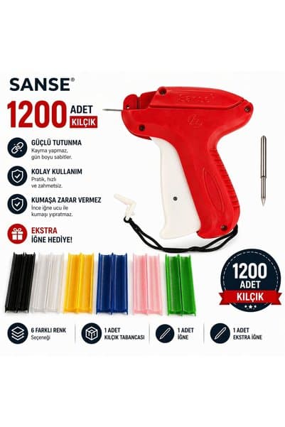 Sanse Kılçık Tabancası Seti 1200 Adet – Türban, Yorgan Sabitleme – Ekstra İğne Hediyeli