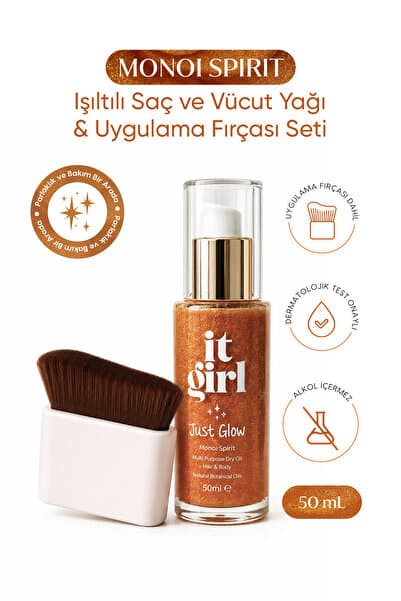 Monoi Işıltılı ve Nemlendirici Vücut & Saç Yağı + Uygulama Fırçası