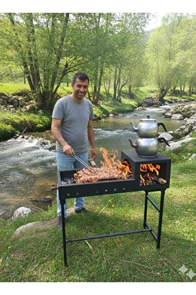 ENFAL GROUP Piknik ve Bahçe İçin Profesyonel Odun Ve Kömürlü Katlanabilir Mangal Siyah