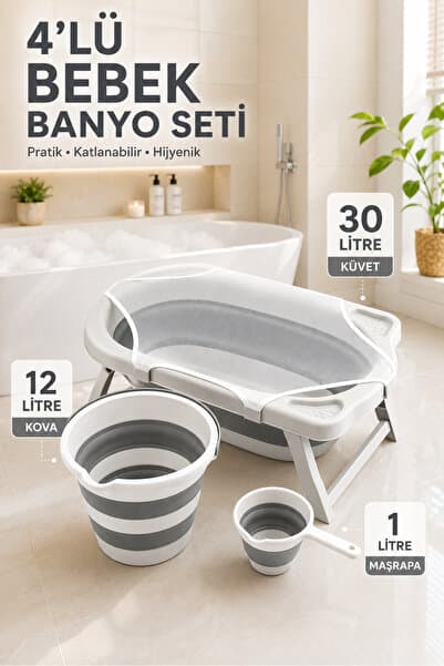 Zuu Baby Bebek Küveti Katlanır Banyo Seti Hediye Fileli