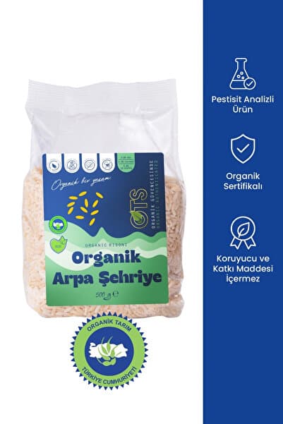 OTS Organik Arpa Şehriye 500 gr (Organik Sertifikalı, Pestisit Analizli)