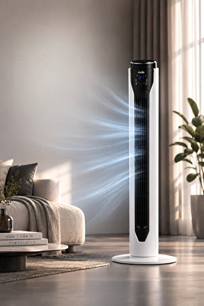 MOLE F10 Kule Tipi Vantilatör Kumandalı 3 Kademeli 50W Beyaz