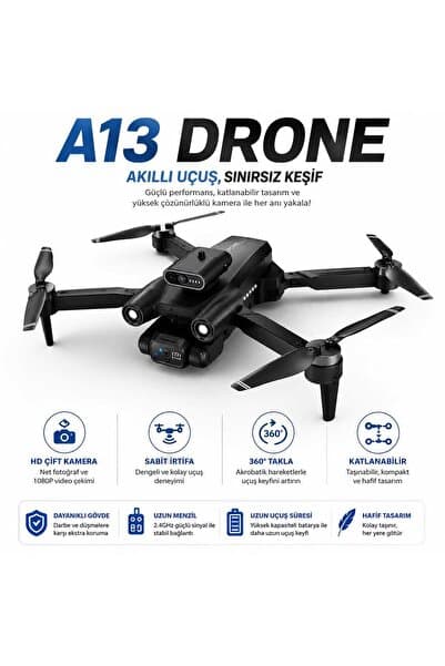 instatech A13 HD Çift Kameralı Katlanabilir Drone 1080P FPV Mini Drone 360° Takla Sabit İrtifa Uzaktan Kumandalı