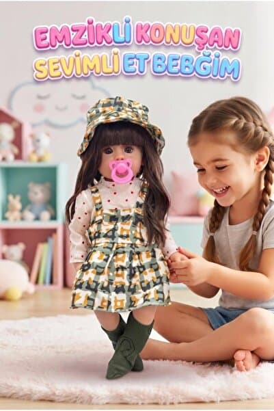 Tıfıl Toys Emzikli Sevimli %100 Et Bebek - 50 cm Konuşan Gerçekçi Oyun Arkadaşı İnteraktif Eğitici Oyuncak