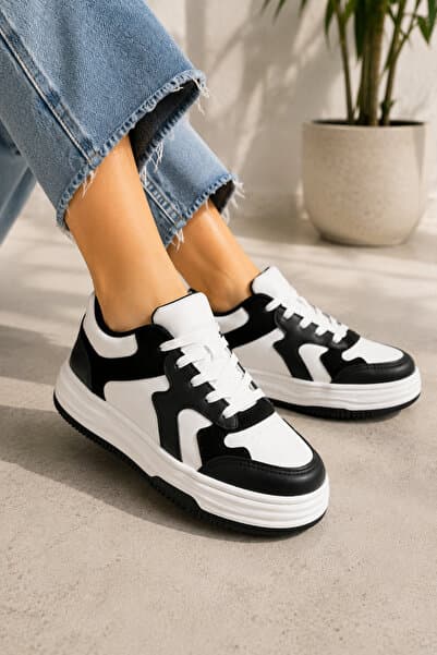 Encool Kadın Siyah Sneaker | Günlük Rahat ve Şık Yürüyüş Spor Ayakkabı Modelleri