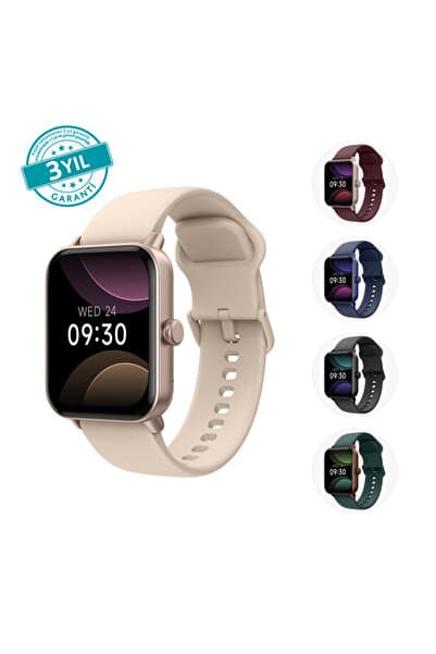 Ttec Tempus 44 mm, Dikdörtgen Kasa, IOS ve Android Uyumlu, 22mm Değiştirilebilir Kordonlu, Akıllı Saat Roze Altın 2S13WV3
