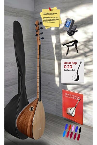 istanbul müzik tedarik Jak Girişli Uzun Sap Maun Gövde Kaliteli Gürgen Sap Saz El Yapımı Bağlama Seti