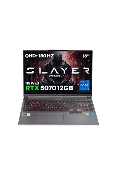 Game Garaj Slayer X7T-5070 V2.12 C7 Intel Core i7 14650HX 16GB RAM 1TB SSD RTX5070 16" 180Hz QHD+ IP
