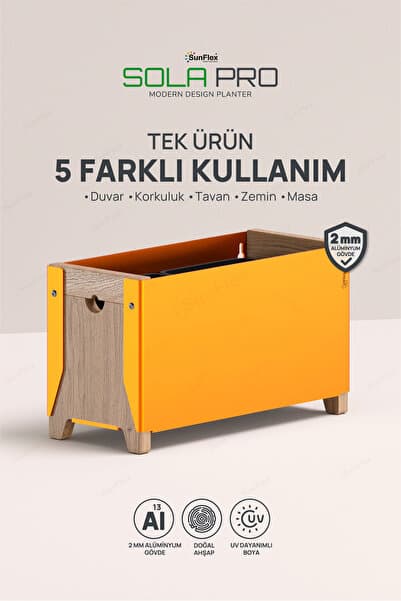 Sunflex Pergola Sola Pro 35 cm Dekoratif Saksılık Alüminyum ve Ahşap