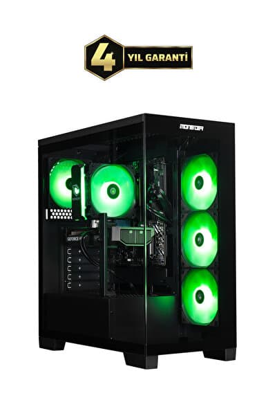 MONSTER Tulpar TD3 V3.4.1 Intel Core Ultra 5 225F H810 Anakart 16 GB RAM 1 TB SSD RTX 5050 FreeDOS Masaüstü Oyun Bilgisayarı - Siyah