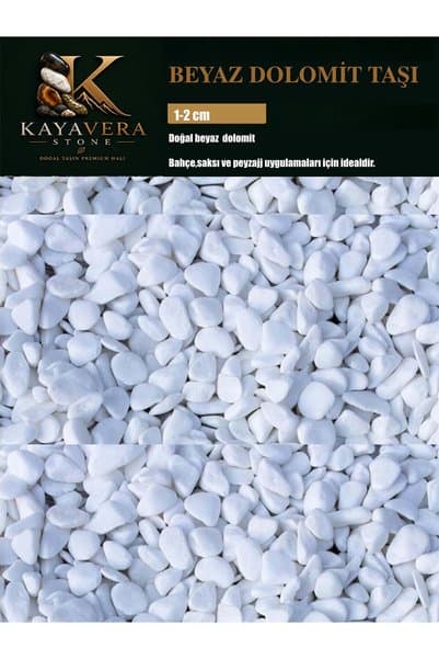 KAYAVERA Beyaz Dolomit taşı 1-2 cm 2 kg Dekoratif Bahçe Saksı Taşı
