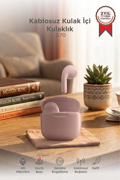 Torima Bluetooth Kulaklık Kulak İçi Tws Kablosuz Kulaklık G70 Pembe