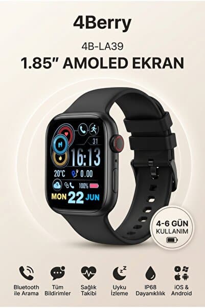 4 Berry 4B-LA39 Akıllı Saat 1.85 AMOLED Ekran Bluetooth Arama Özellikli IP68 Suya Dayanıklı Spor Modlu Nabız Uyku Adım Takip Smart Watch