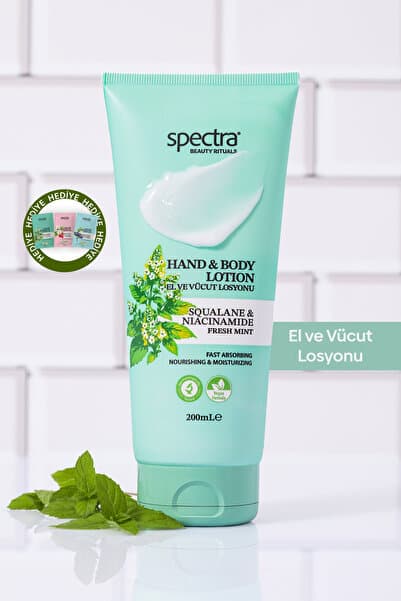 Spectra Care Nemlendirici ve Canlandırıcı Hızlı Emilen Vegan El ve Vücut Losyonu -Fresh Mint- 200 ML