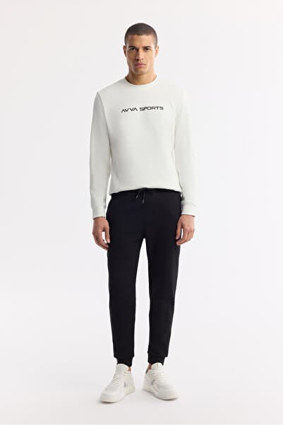 Avva Erkek Siyah Beli Lastikli Bağcıklı Bi-Stretch Regular Fit Eşofman Altı B003400