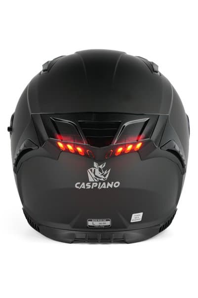 Caspiano HOMER Full-Face Led Işıklı Matt Black Motosiklet Kaskı ECE-R 22.06 Sertifikalı