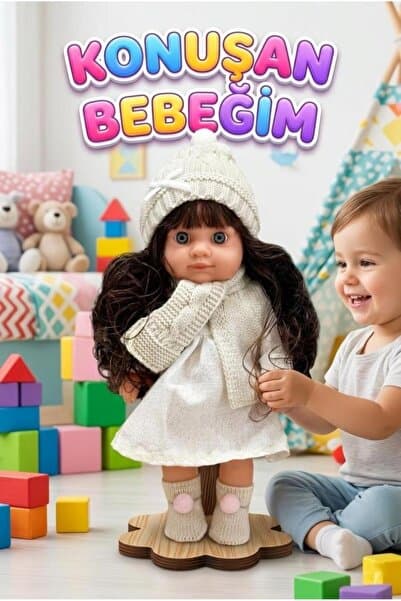 Tıfıl Toys Lucia Girl Konuşan 35 cm - Etkileşimli Kolları Bacakları ve Kafası Et Kutulu Atkılı Oyuncak Bebek