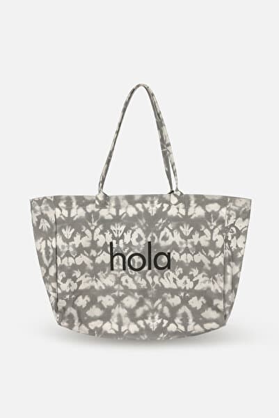 ICONE BAG Icone Gri Degrade Baskılı Kanvas Omuz Çantası, Gri Degrade Plaj Çantası, Plaj Çantası, Beach Bag