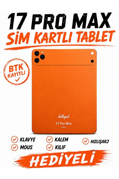 asfteknoloji 17 ProMax Sim Kartlı Resmi BTK Kayıtlı Tablet+Klavye+Mous+Kılıf+Kalem Hediyeli