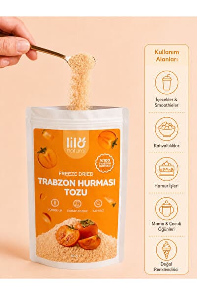 Lilo Natural Freeze Dried Trabzon Hurması Tozu 50 g - %100 Trabzon Hurması - Dondurularak Kurutulmuş Meyve Tozu