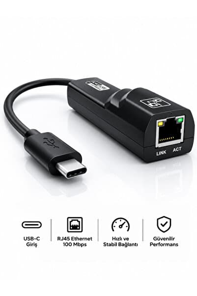 Deppo Trend Notebook/Laptop/Macbook Uyumlu Type-C To RJ45 Dönüştürücü USB-C To LAN ETHERNET Çevirici Kablo