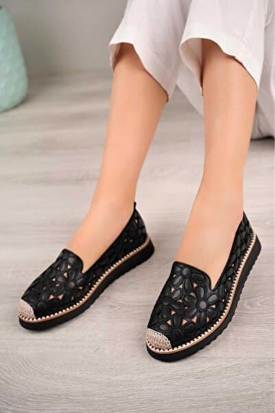 EYLÜLDEN MODA SHOES Günlük Konfort Espadril Babet siyah cild