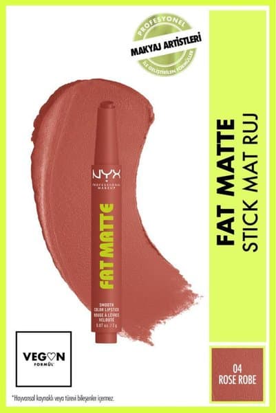NYX Professional Makeup Fat Matte Nemlendirme Etkili Mat Ruj - 04 Rose Robe