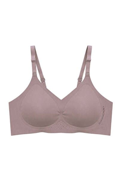 Cottonhill Seamless Bra - Alure | Kahverengi Lazer Kesim Balensiz Perfore Detaylı Dikişsiz Kadın Sütyen