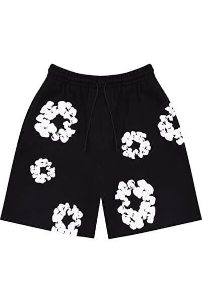 classy moda Siyah Baskılı Oversize Şort