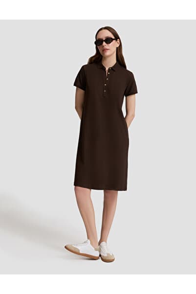 Pierre Cardin Kahverengi Polo Yaka A Kesim Örme Elbise 50326877-VR029