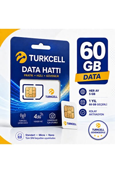 Heiman 4G Turkcell 60GB Sim Kartı 1 Yıllık Tek Ödeme Data m2m Hattı Güvenlik Kamerası Hattı