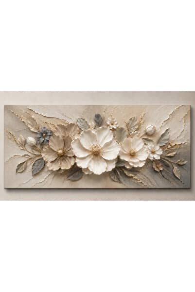 glowify prime glowify prime Buz Çiçek: Lüksün En Sade Hali - Sade, Gösterişli, Desenli, Modern Kabartma Görünümlü Kanvas Tablo