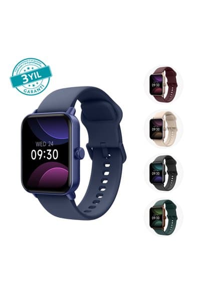 Ttec Tempus 44 mm, Dikdörtgen Kasa, IOS ve Android Uyumlu, 22mm Değiştirilebilir Kordonlu, Akıllı Saat Atlantik Mavi 2S13WV3